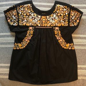 Madewell Embroidered Springtime Top in True Black